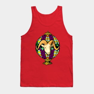 Goat head with horn in colorful lampshade Tank Top